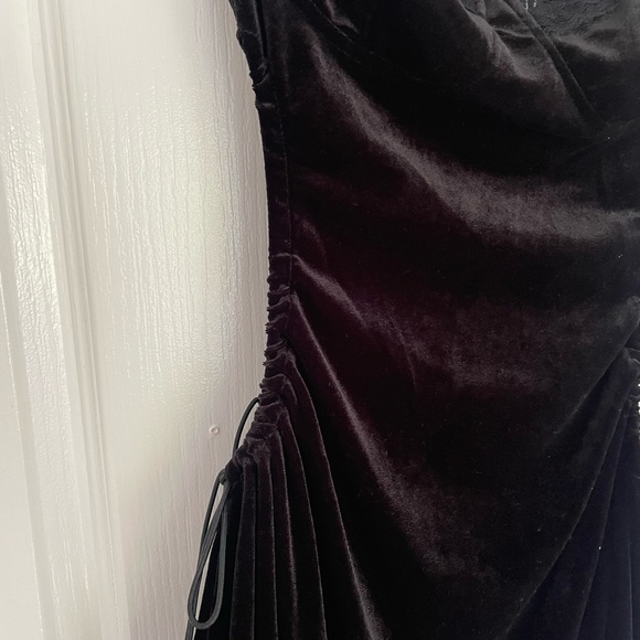 Black Velvet + Lace Mini Dress with cut outs - Picture 3 of 4
